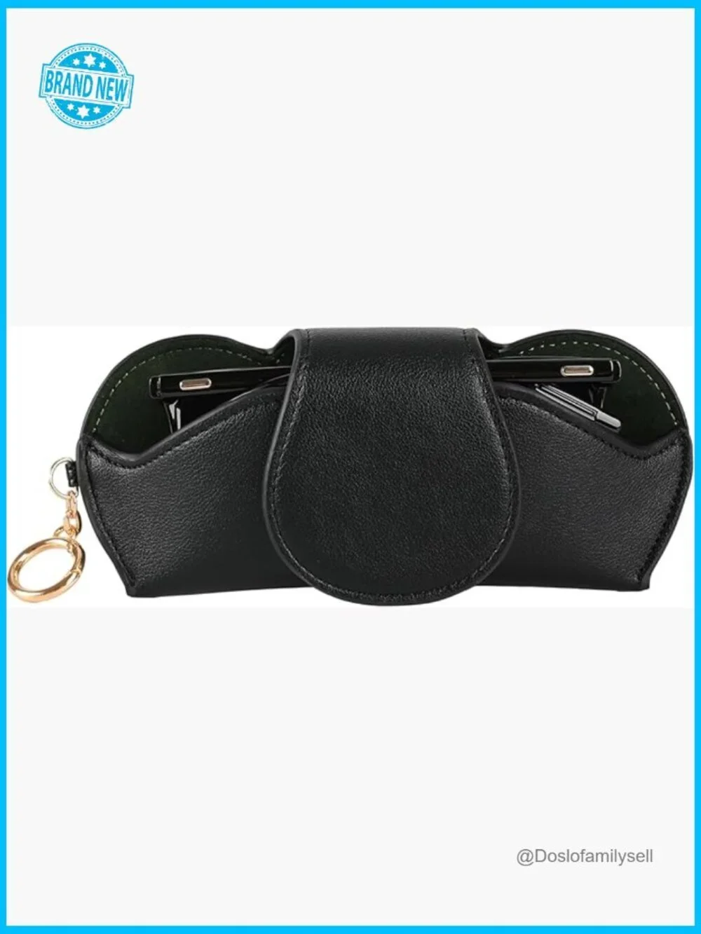 Leather Sunglasses Case with Magnetic Clip Car Visor Organizer Portable